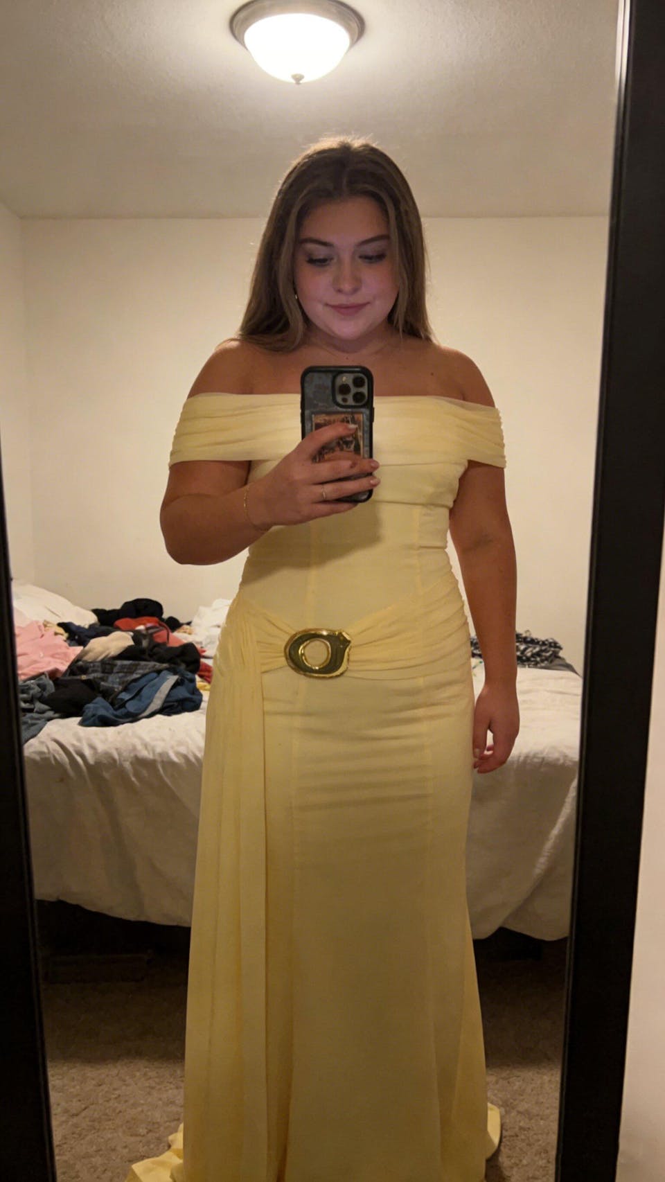 Classy Yellow Off Shoulder Prom Dress Mermaid Long Satin Formal Event Gown,OLP1837