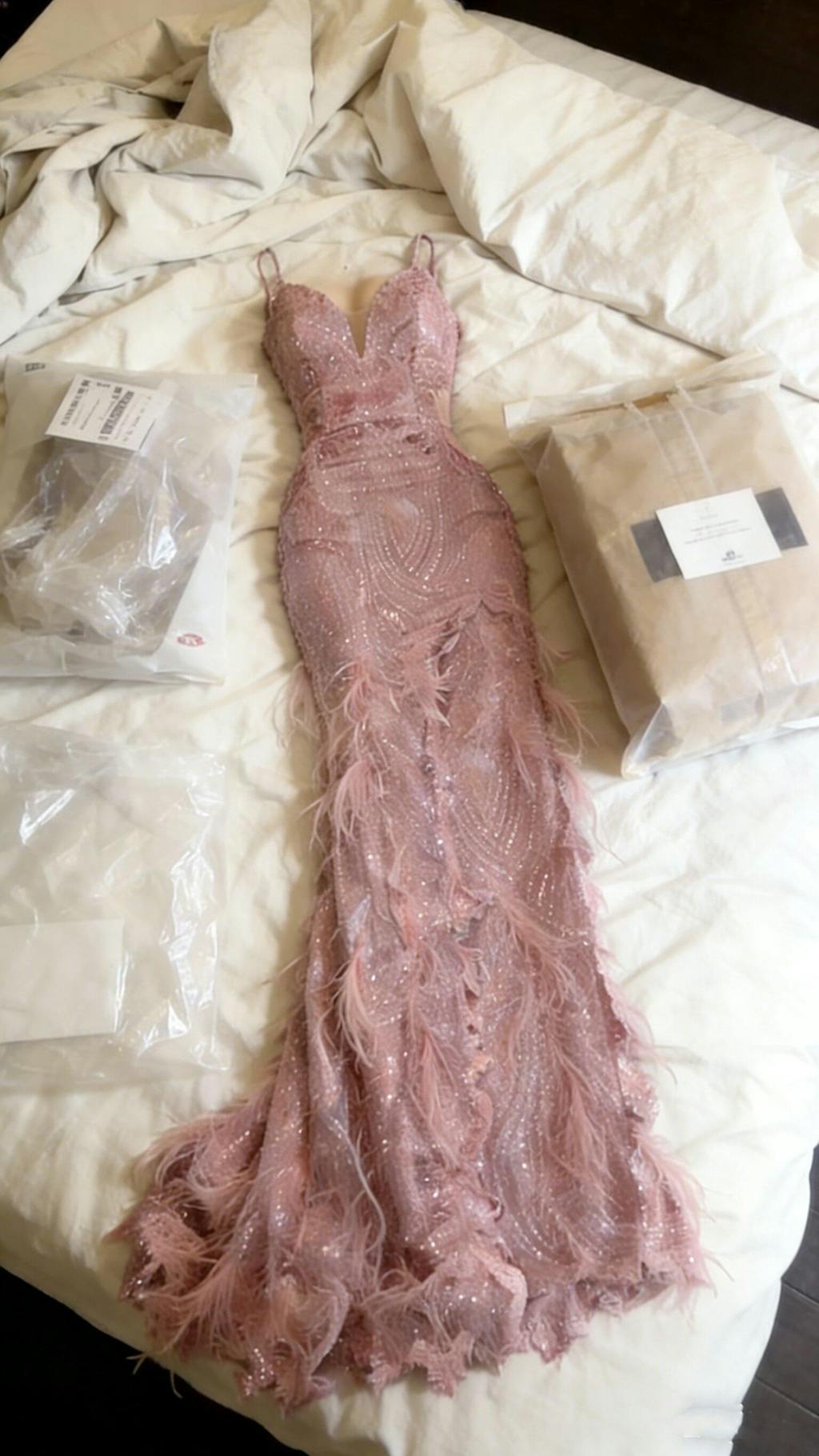 Elegant V-neck Sleeveless Mermaid Satin Evening Prom Dresses Online, OLP889