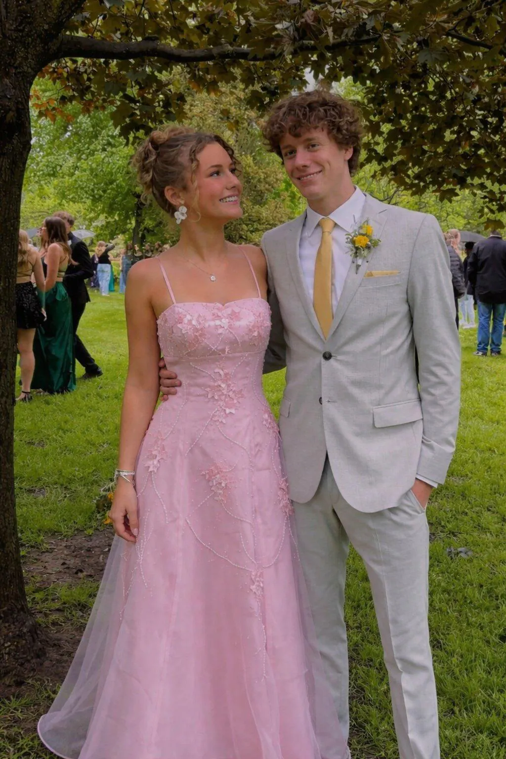 Embroidered Pink Strap Long Prom Dress Applique Modern Elegant Evening Gown,OLP2136