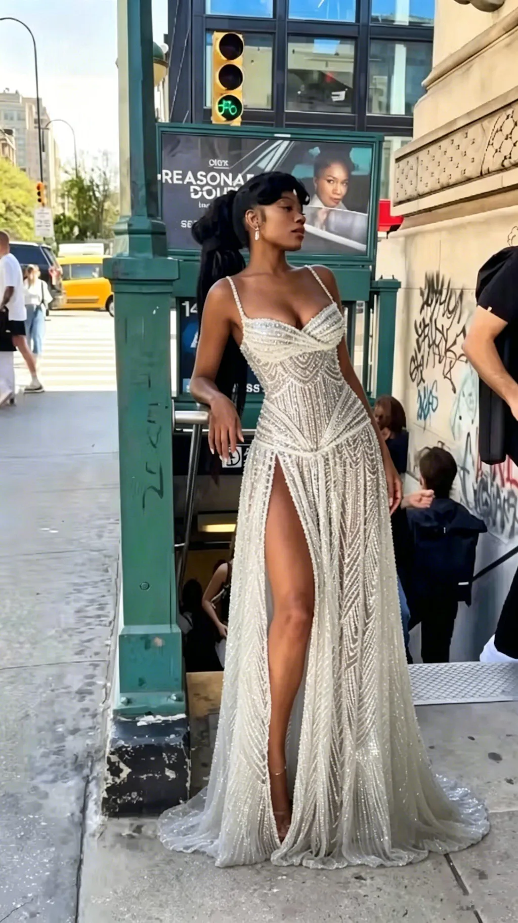 Sexy White Spaghetti Strap Mermaid Side Slit Long Prom Dress Ideas, Evening Party Dresses, OLP1513