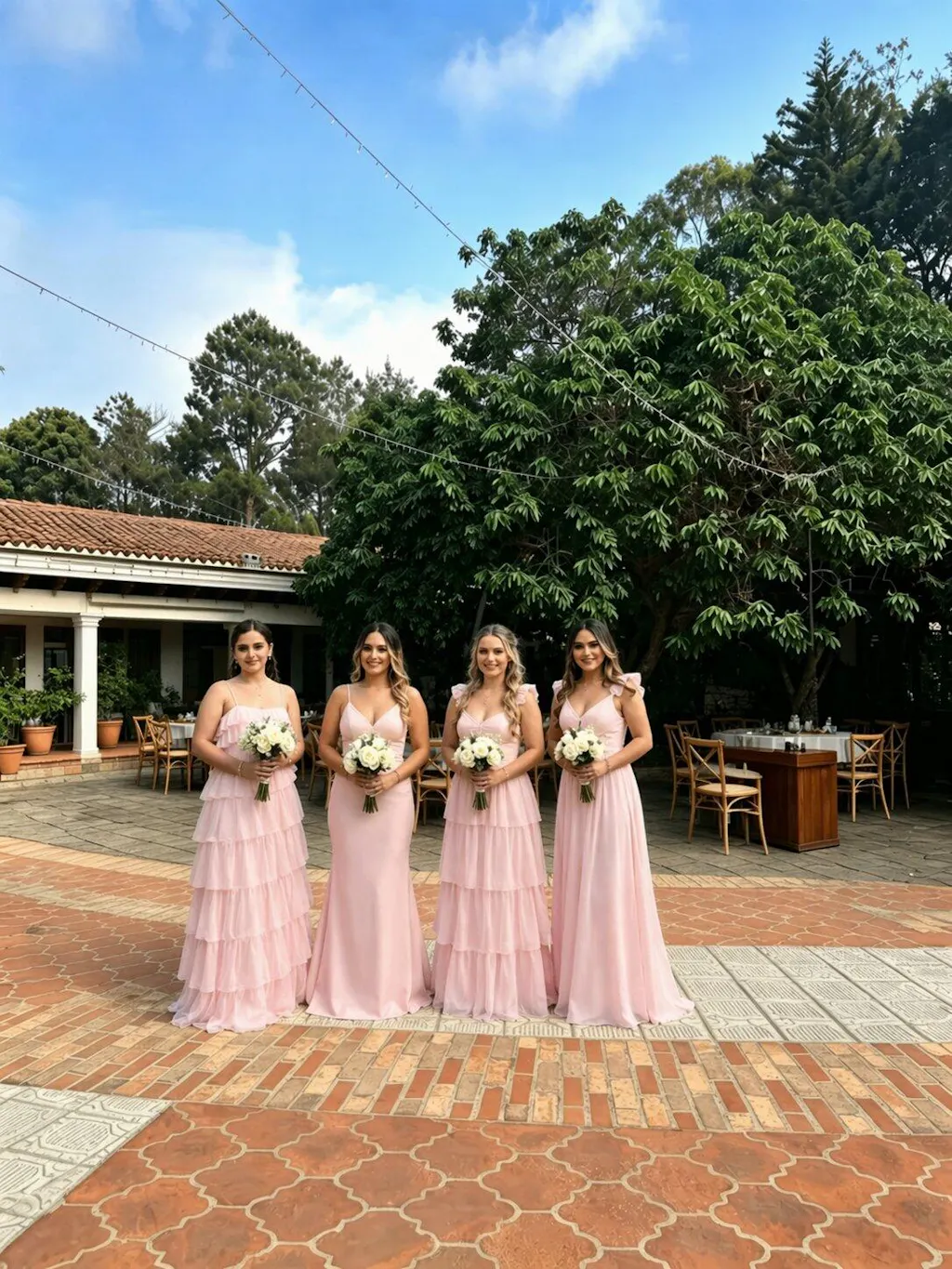 Petal Pink Chiffon Layered Bridesmaid Dresses Long Sweetheart Evening Gowns,BG948