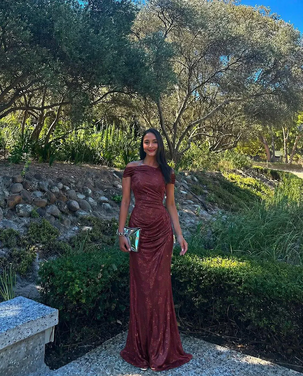 Elegant One-Shoulder Ruched Sparkly Grape Purple Floor-Length Prom Dress,OLP2192