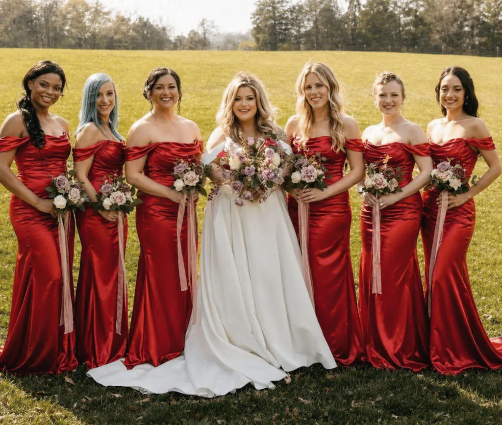 Sexy Off-shoulder Sleeveless Mermaid Satin Bridesmaid Dresses Online, BG838