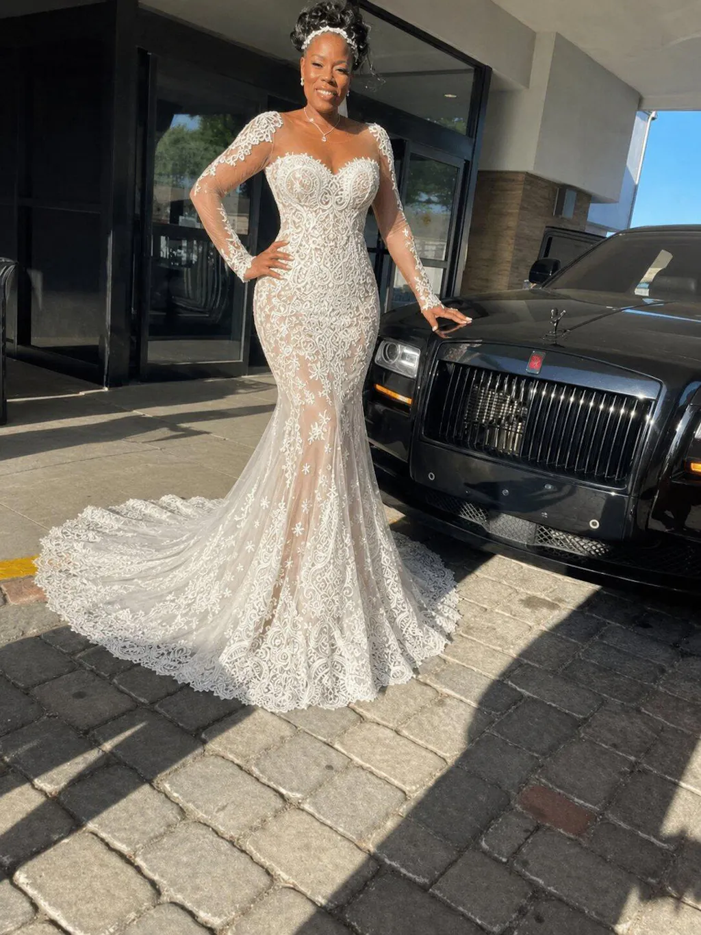 Sexy Mermaid Lace Wedding Dresses Long Sleeve Illusion Back Sheer Bridal Gown Maxi,WD0599