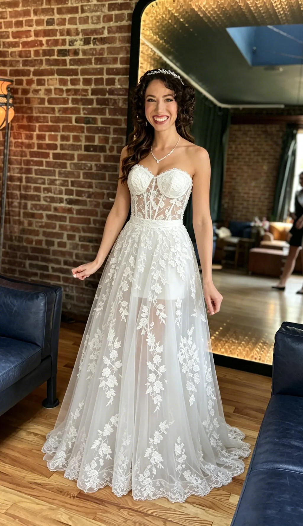 Unique Sweetheart Floral Lace Two-Piece Convertible Wedding Dresses,WD0604
