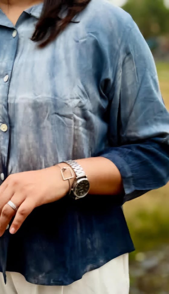 Navy Blue Tie-dyed Loose Fit Full Sleeve Shirt