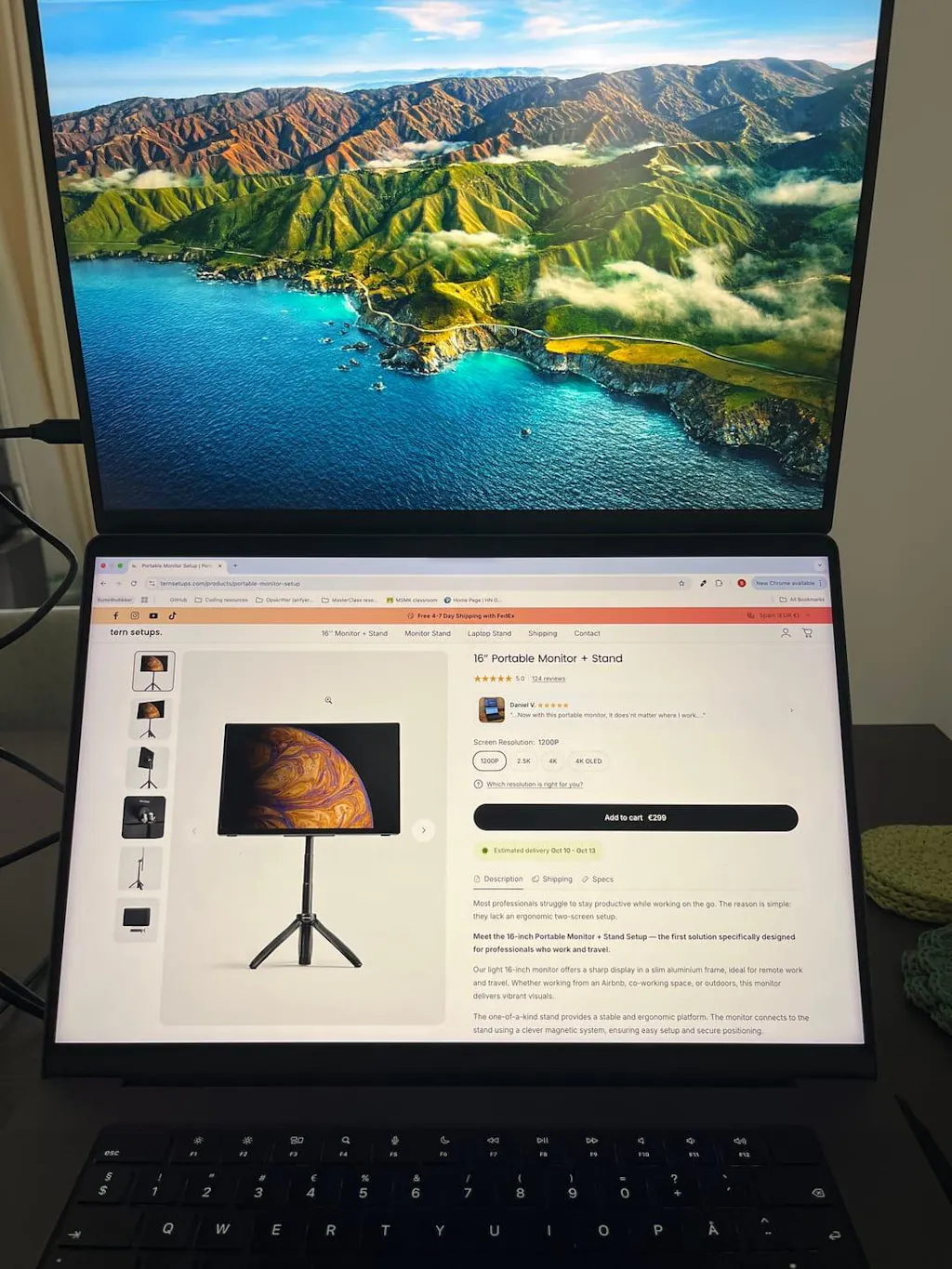 16” tragbarer Monitor + Ständer