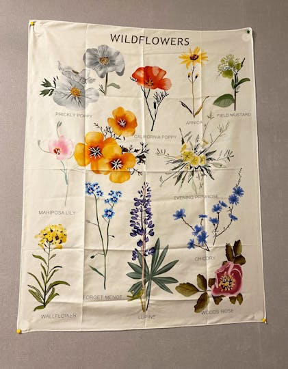 Wall Tapestry Botanical Wildflower Reference Chart Tapestry