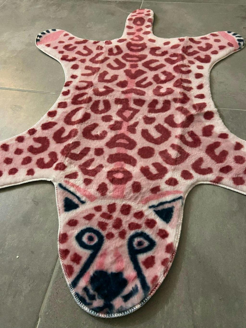 Pink Leopard Furry Accent Rug - Shop Online on roomtery