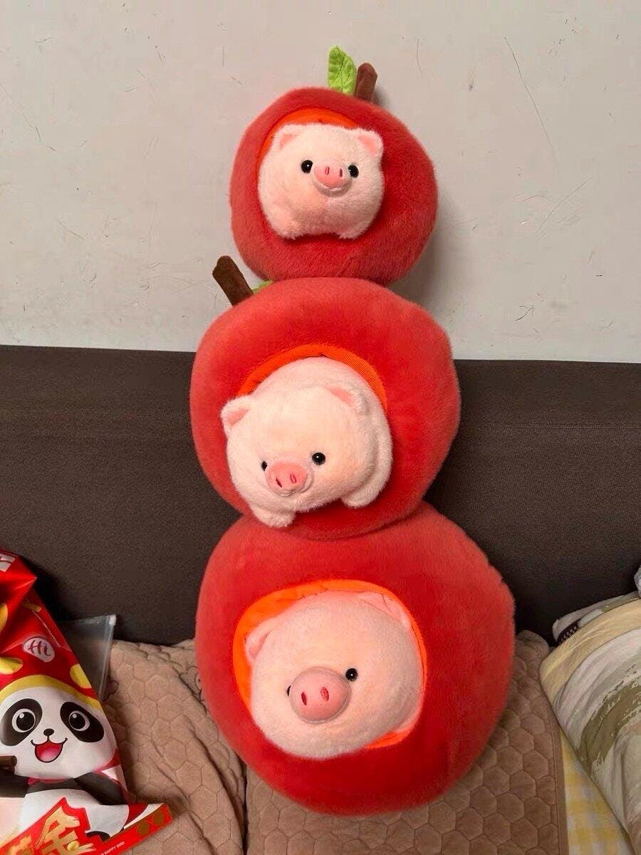 Piglet in a Peach Plush Hideaway Set