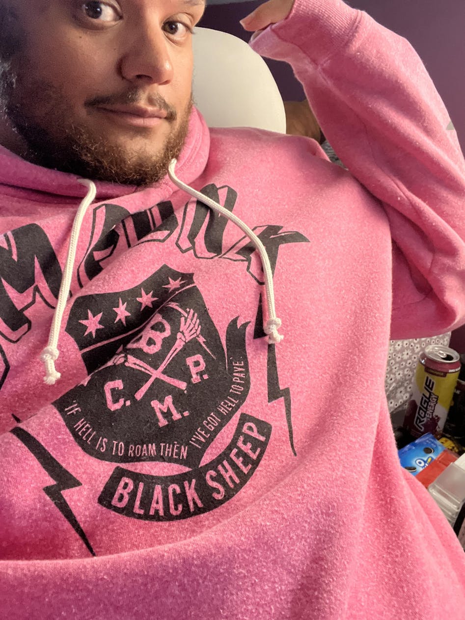 CM Punk 'Black Sheep' Pink PO Hoody1