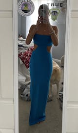 Charming Strapless Cut Out High Slit Maxi Prom Formal Dress - Blue –  Rosedress