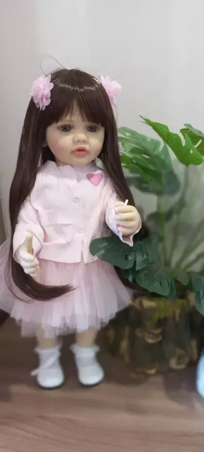 22 Inches Long Hair Reborn Doll Girl In Pink Dress-Betty Rosydolls.com