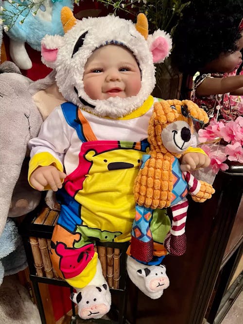 Bambole reborn Vivienne Occhi aperti da 19 pollici con abiti bianchi