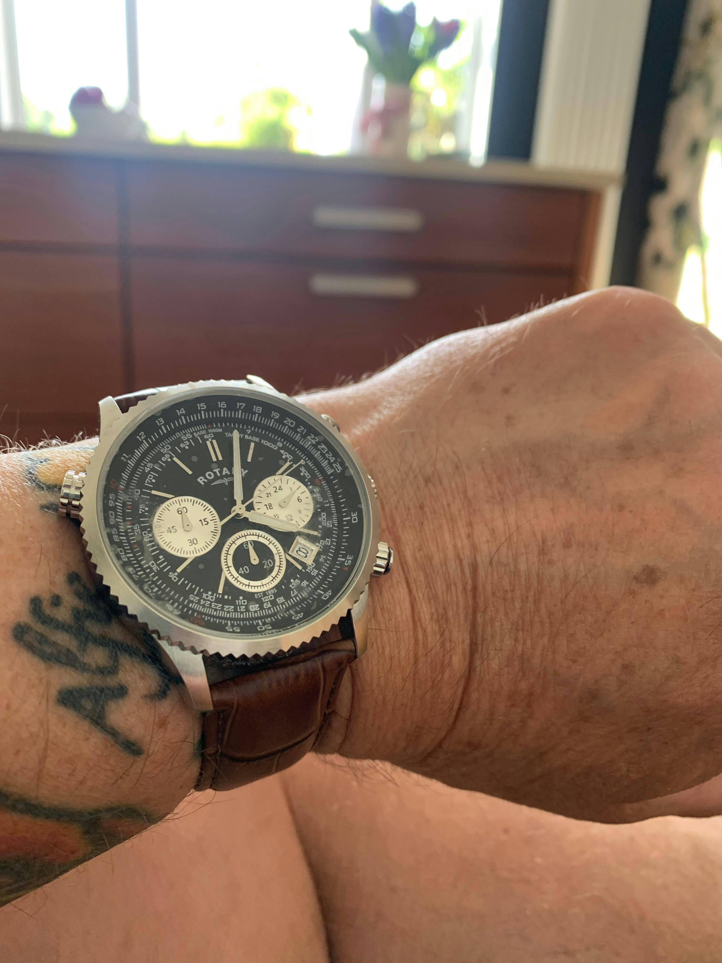 Rotary Pilot Chronograph Black Dial Watch - RGS00100/04