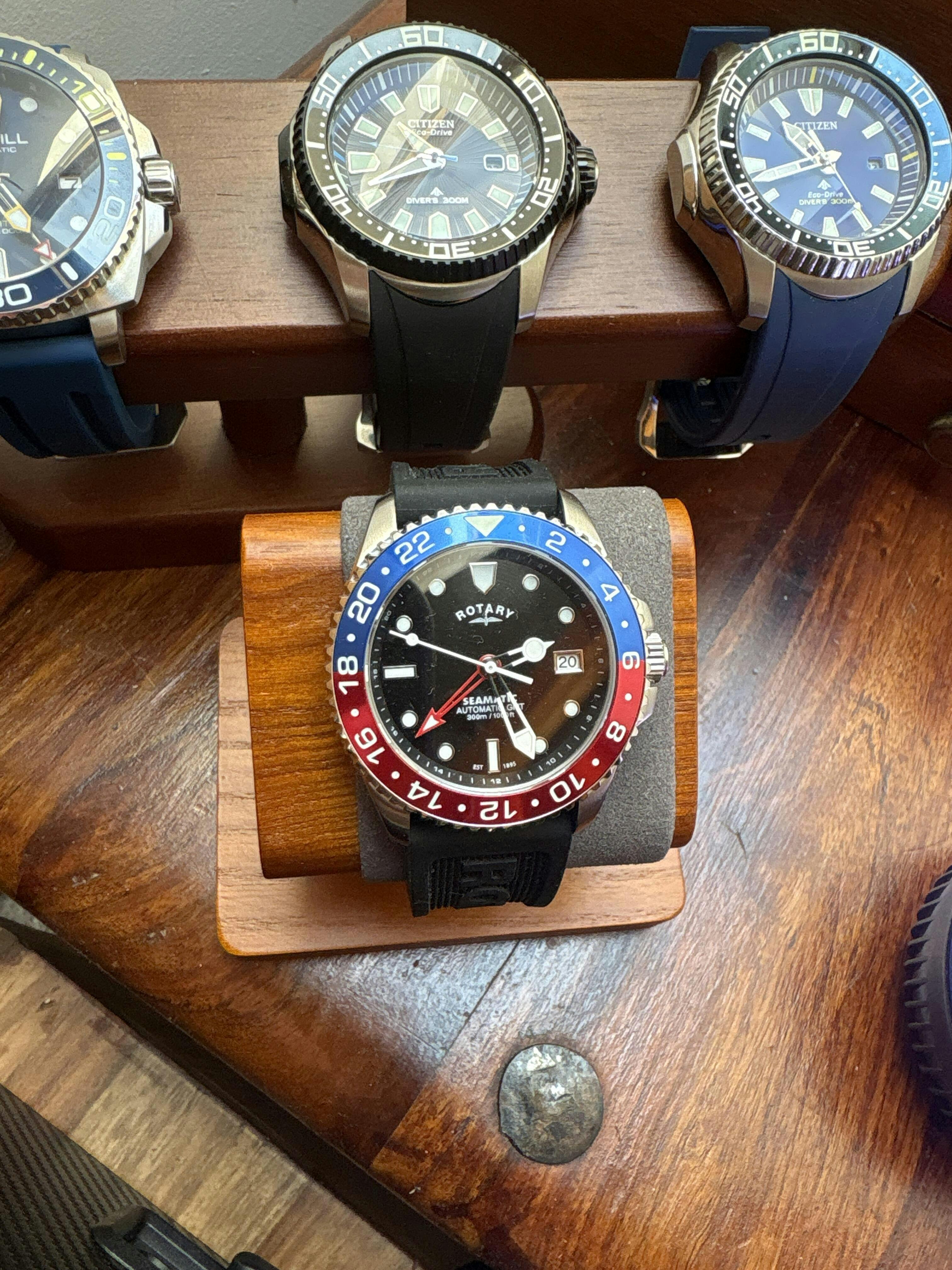 Rotary Seamatic 300 GMT Black Dial Automatic Watch - GS04378/95