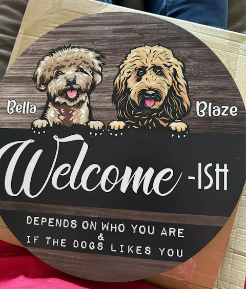 Welcome-ish Depends On Who You Are  • Customized Dog And Cat Wood Sign • Personalized Door Sign • Front Door Hanger