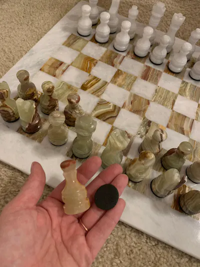Royal Bishop marble chess set unique natural stone pieces