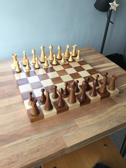 Borderless Chess board 55 mm Square Bud Rosewood & Maple -  Portugal