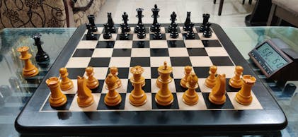 Repro 90s French Chavet Championship Chess Set V2.0 in Sheesham/Boxwood  with Board - 3.66 King