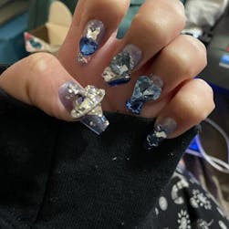 Blue Heart Ring - Press on Nails