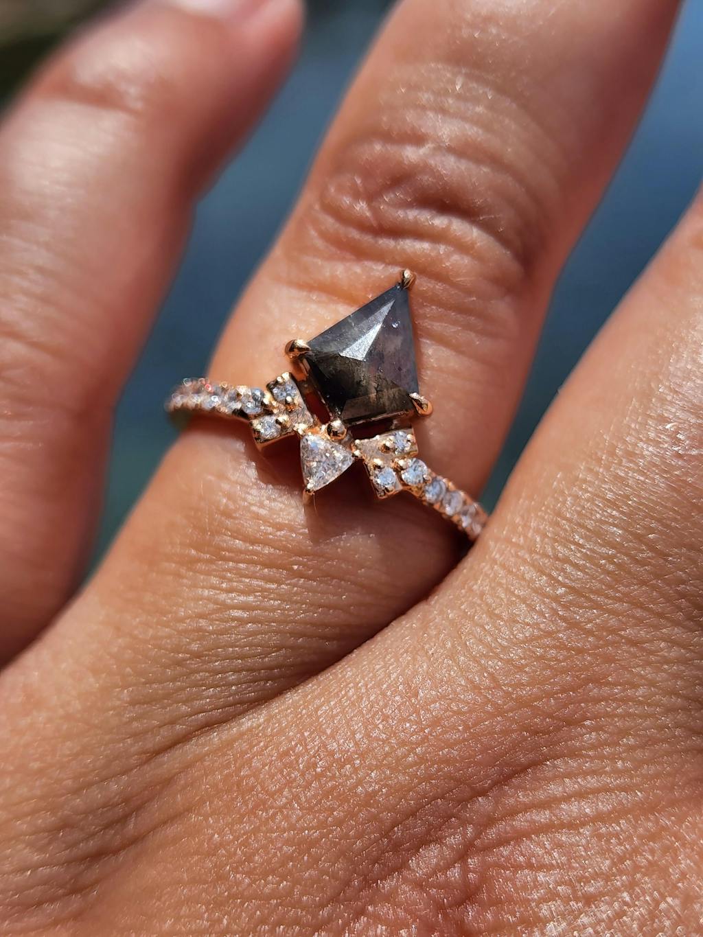 Salt and Pepper Diamond Ring | Engagement Ring | Kite Diamond Ring | Wedding Ring