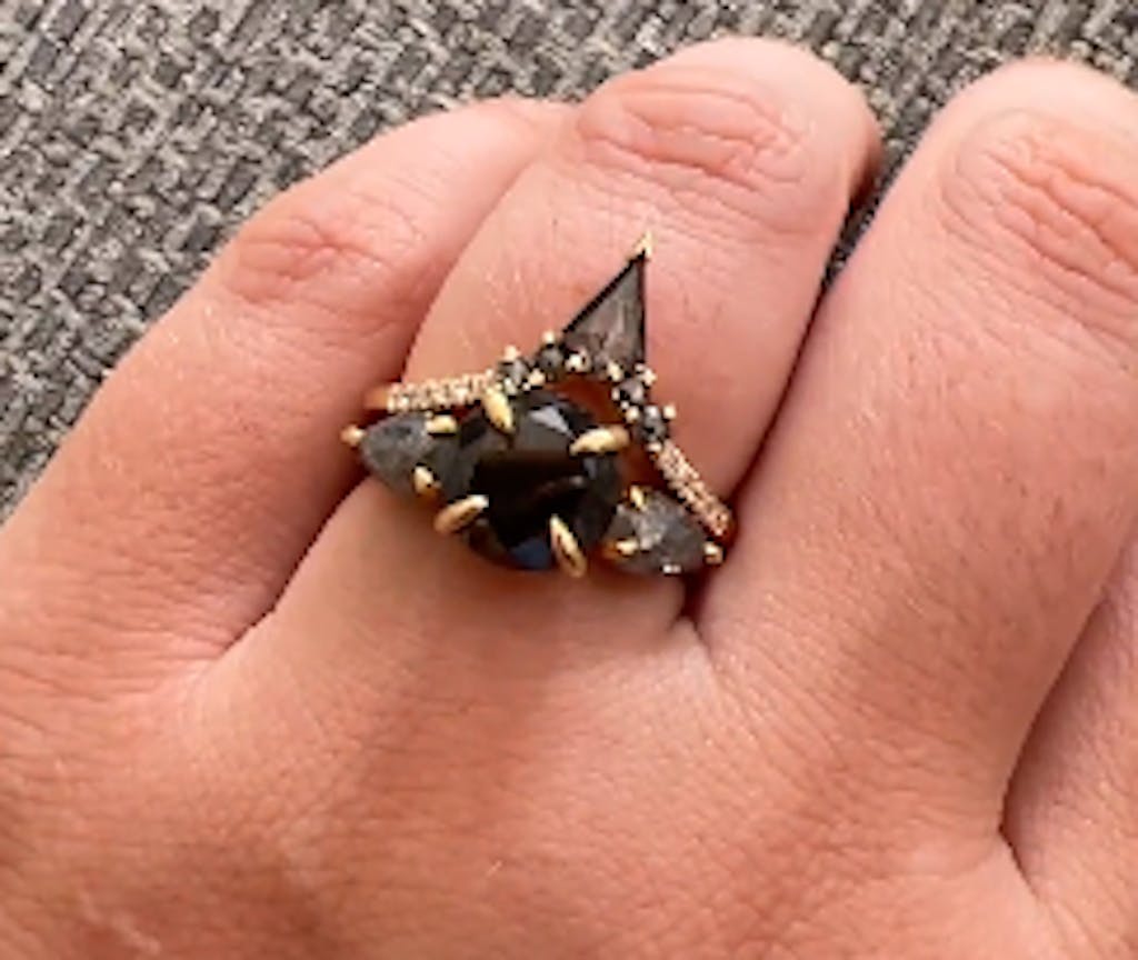 Salt and Pepper Kite Diamond ring | Kite Stackable Ring | Stacking Kite diamond band