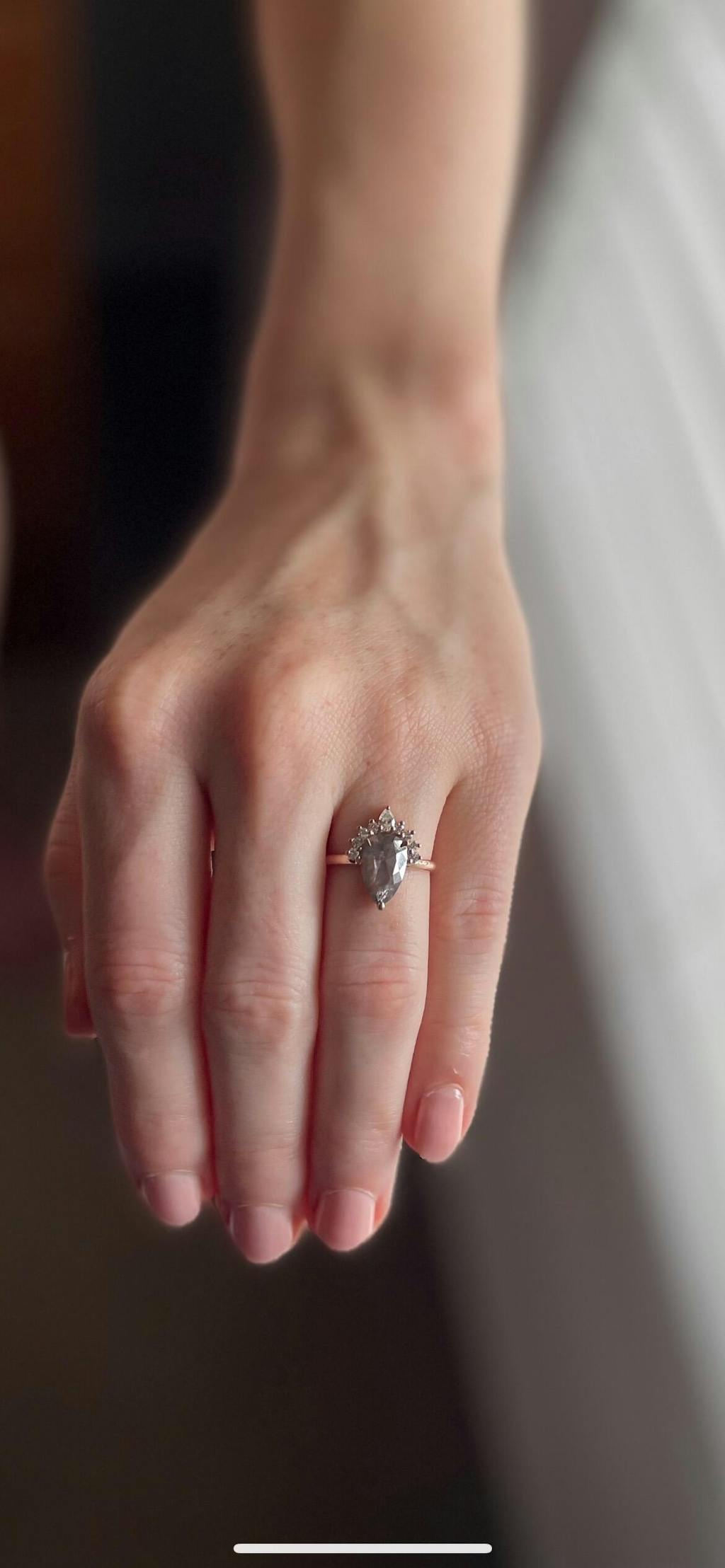 Pear Diamond Ring | Salt and pepper Ring | Pear Salt and pepper Ring | Wedding Ring