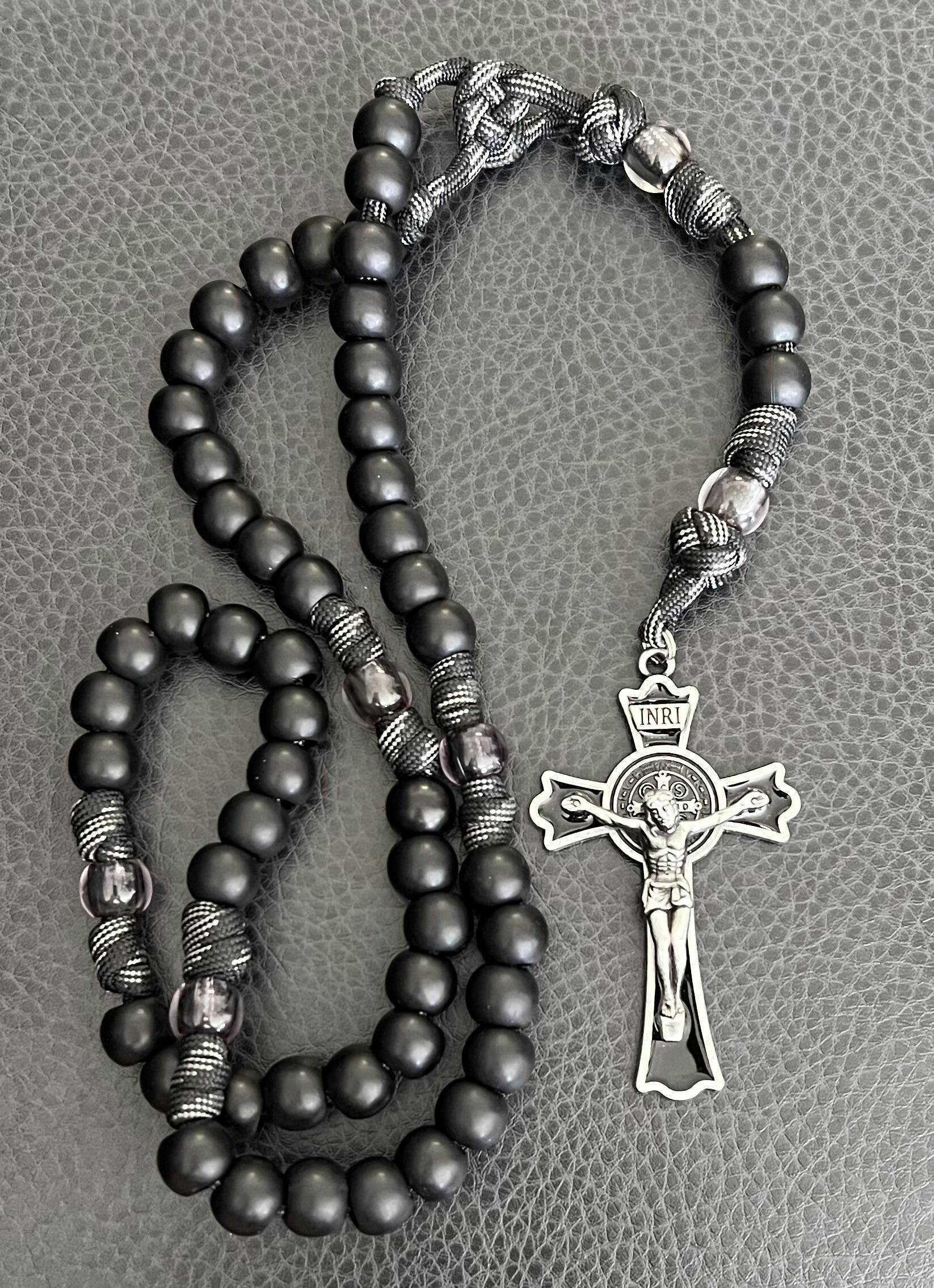 Rugged Rosaries - Black Paracord Rosary for Catholic Men - Handmade