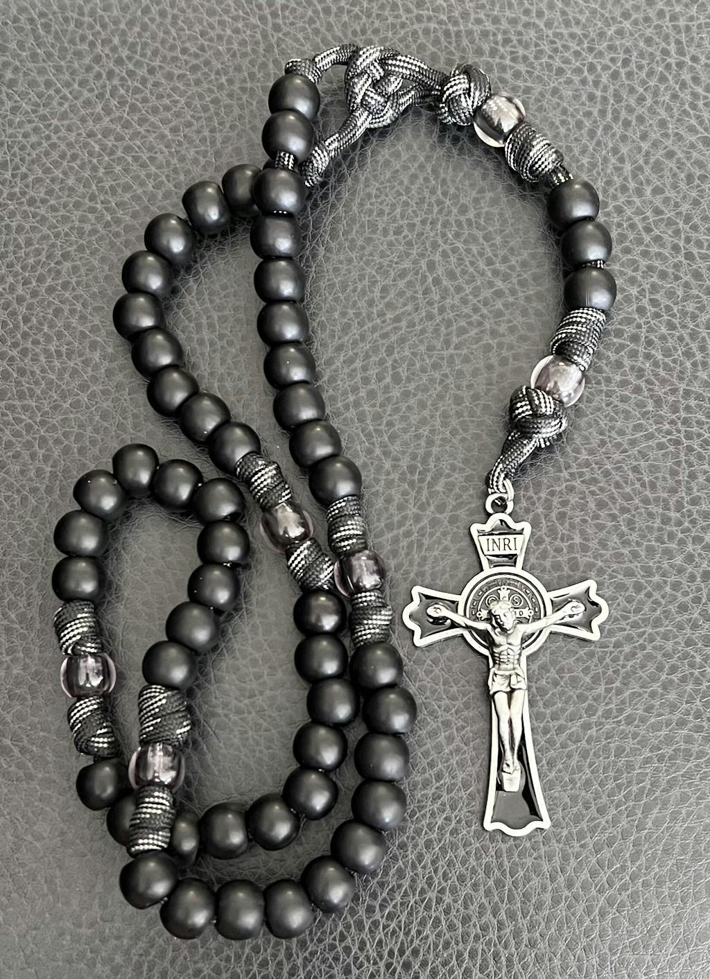 Rugged Rosaries - Black Paracord Rosary for Catholic Men - Handmade