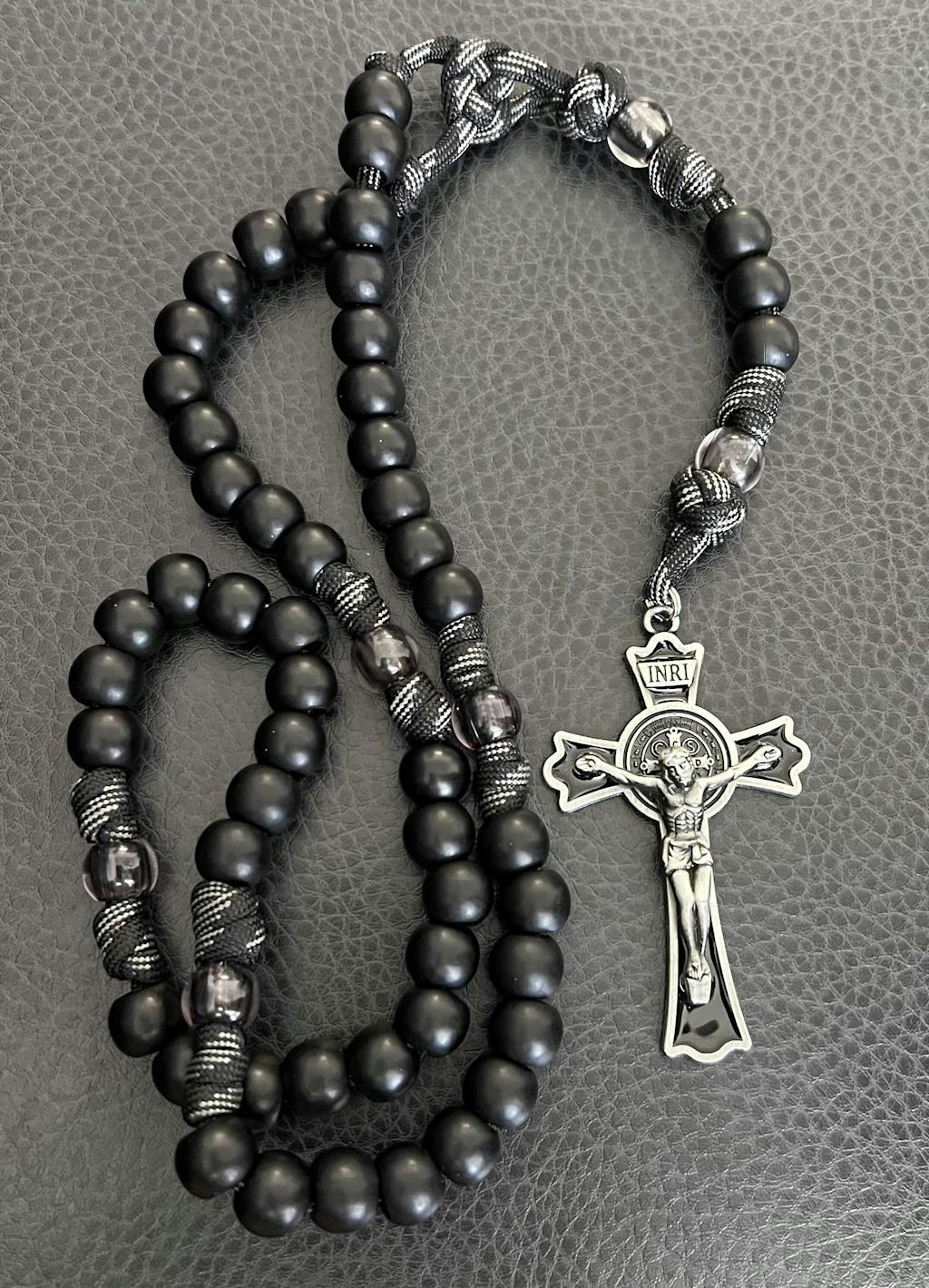 Rugged Rosaries - Black Paracord Rosary for Catholic Men - Handmade