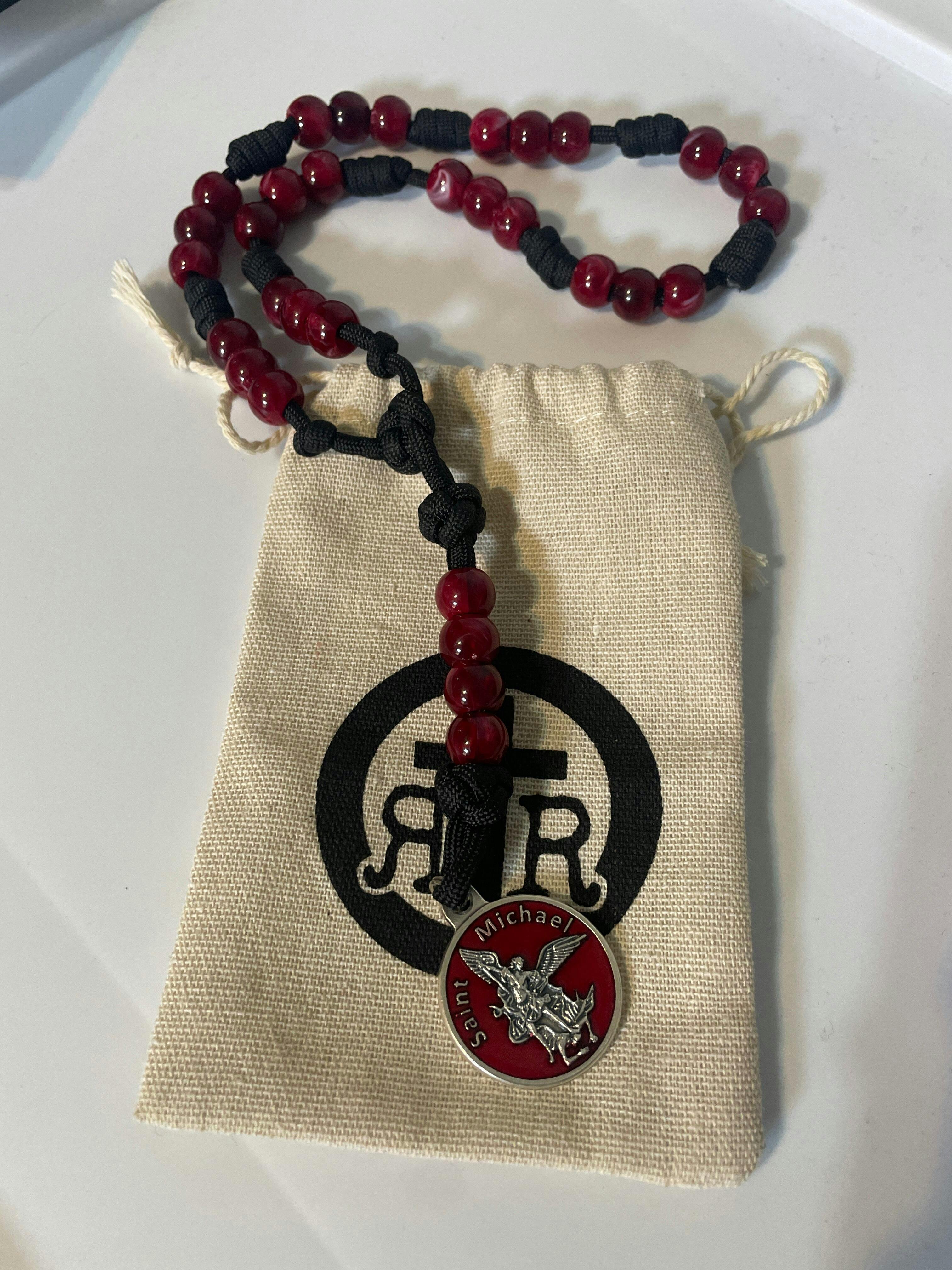 Rugged Paracord St. Michael Chaplet - Red Medal - Rugged Rosaries®