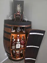 Corner Wine Barrel Bar – Space-Saving Statement Piece