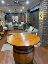 Tasmanian Oak Wine Barrel Table – 28mm Solid Tabletop