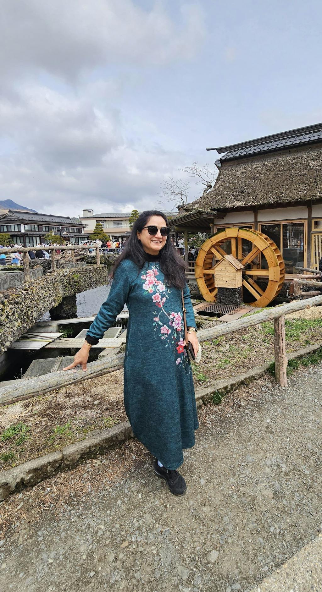 Green Floral A-line Woollen Dress