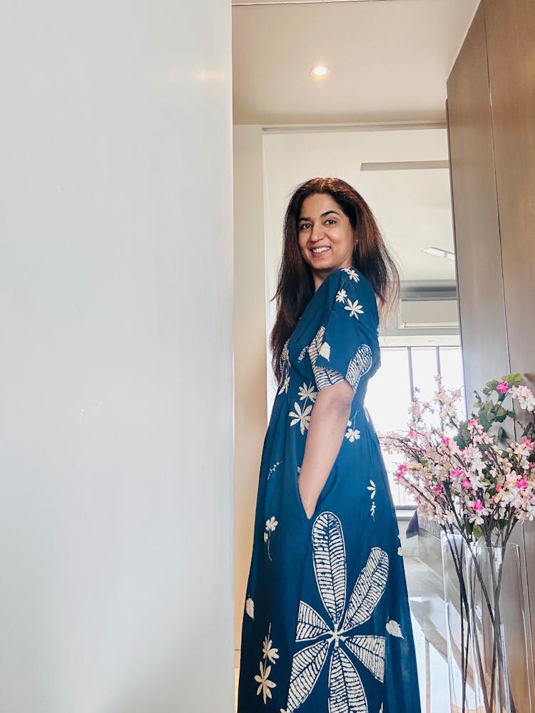 Periwinkle Pleated Cotton Maxi Dress - Indigo