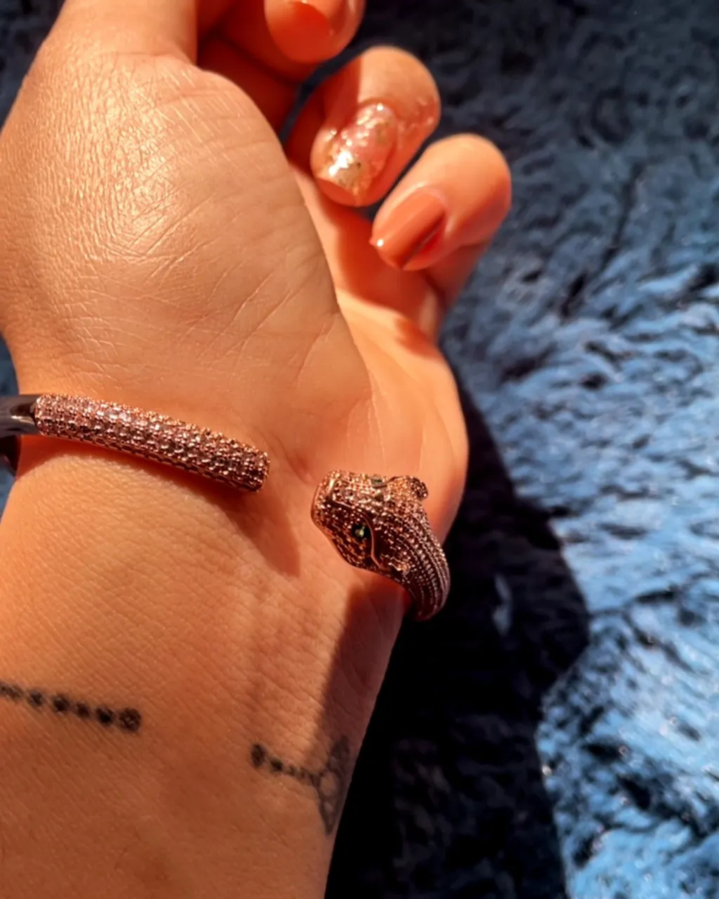 Emerald-Eyed Pavé CZ Rose Gold Bracelet
