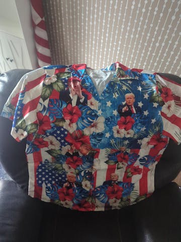 Custom Photo Trump American Flag Tropical Independence Day Hawaii Shirt N304 62557