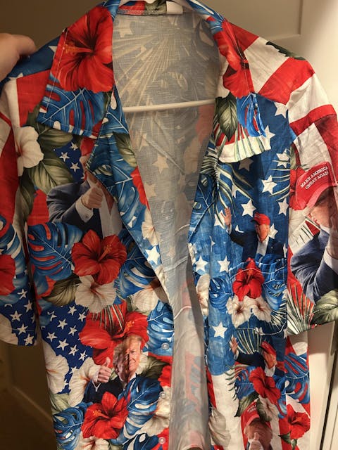 Custom Photo Trump American Flag Tropical Independence Day Hawaii Shirt N304 62557