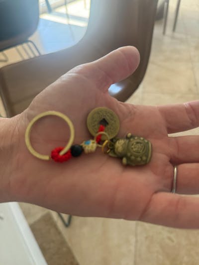 Y2K Red Gold Lucky Cat Keychain Embroidered Charm Decorative Accessory