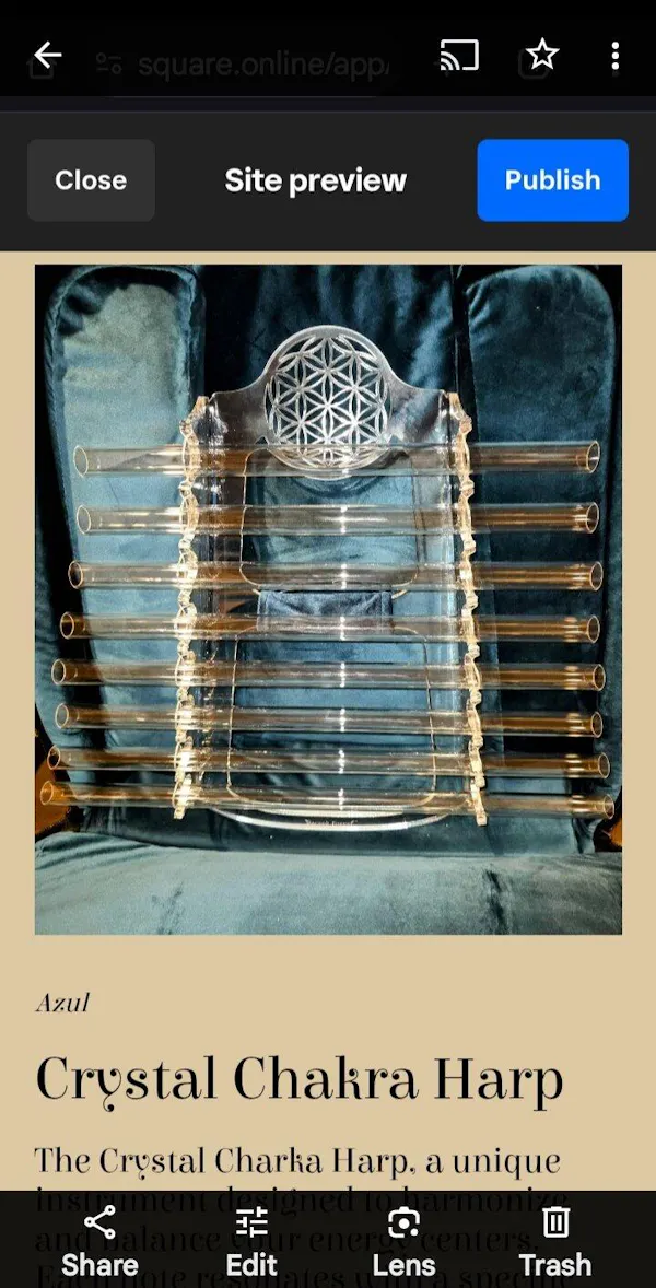 Customer playing Chakra C Crystal Harp with water