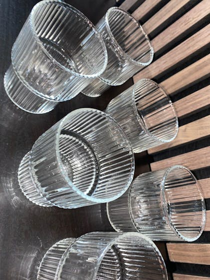 Greenline Goods Ripple Drinking Glasses - 12 oz Modern Kitchen Glassware  Set Unique Vintage Cups For…See more Greenline Goods Ripple Drinking  Glasses