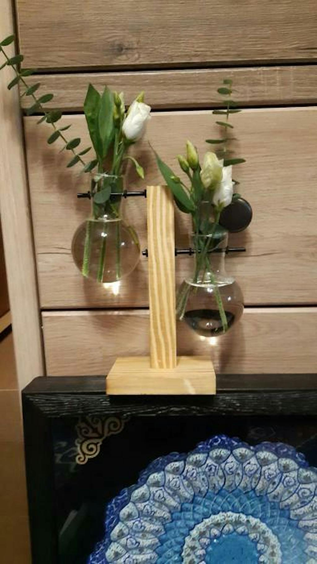 Glass Propagation Vase with Wooden Stand Plant Terrarium Sage & Sill