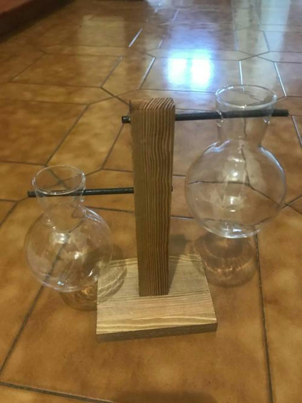 Glass Propagation Vase with Wooden Stand Plant Terrarium Sage & Sill