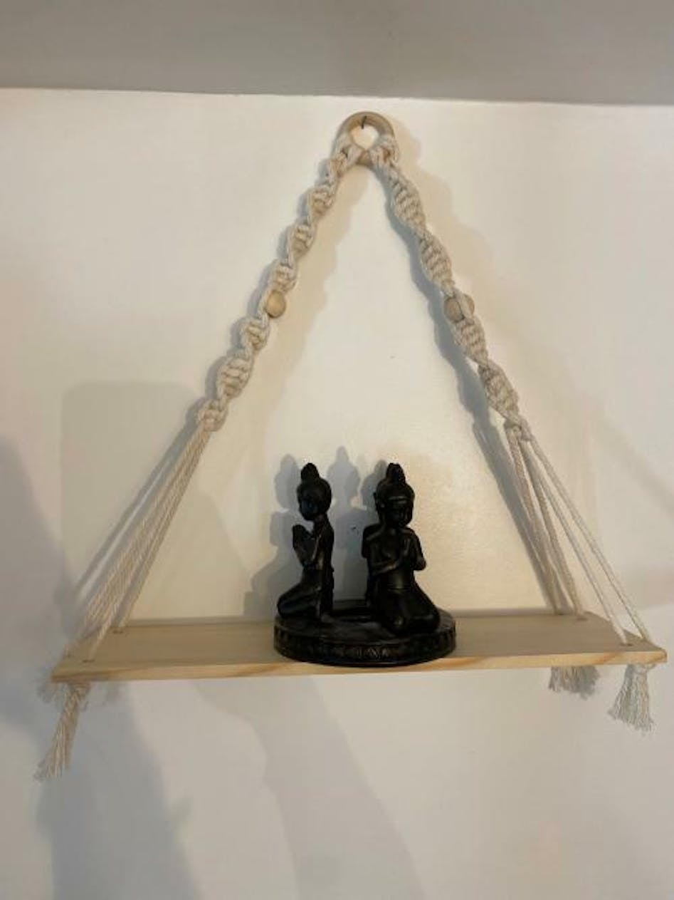 Handmade Macrame Rope Swing Wooden Shelf – Sage & Sill