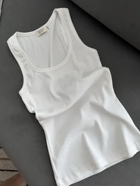 Crawford Ribbed Crested Tank - Porcelain White