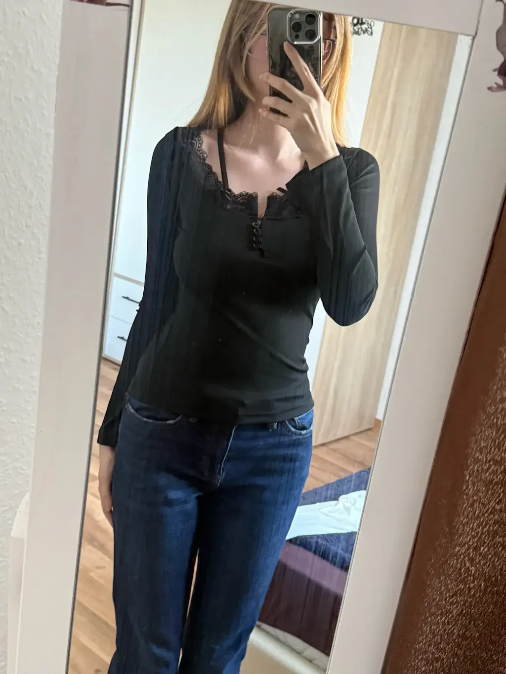 Bow Lace V-Neck Top customer photo