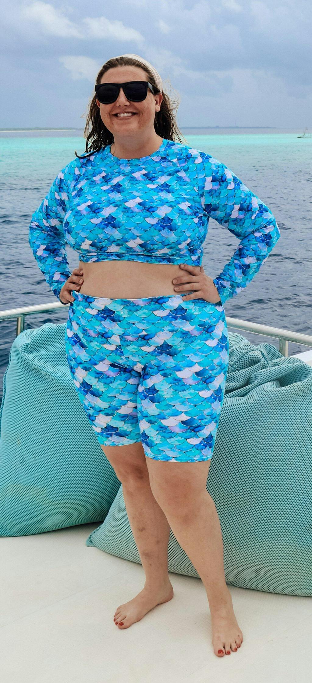 Mermaid Scales Collection Eco Cropped Rash Guard