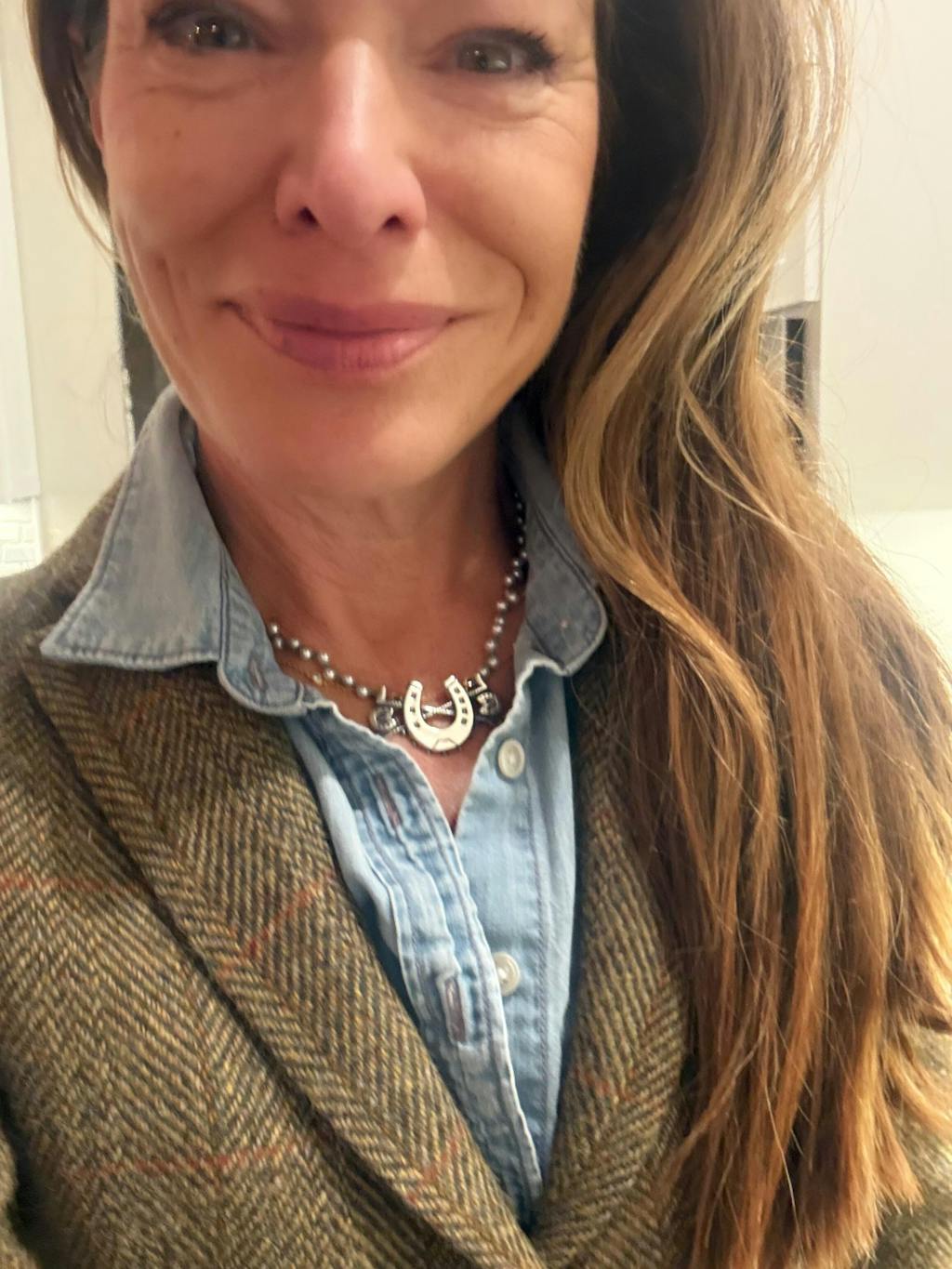 Triple Luck on Pearl Necklace