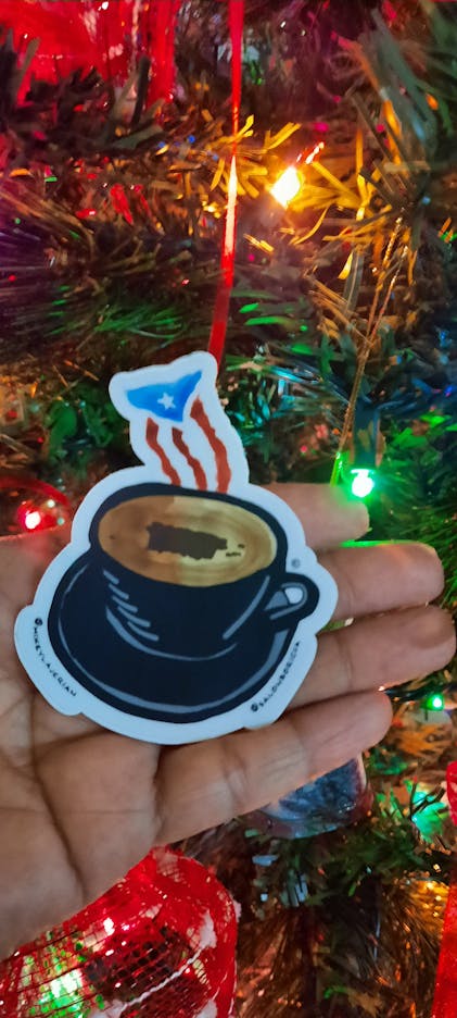 Puerto Rico stickers⎪La Greca de cafe⎪Coffee maker⎪Cafetera⎪Un cafecito |  Café boricua⎪Coffee Art⎪Hispanic and latino heritage sticker